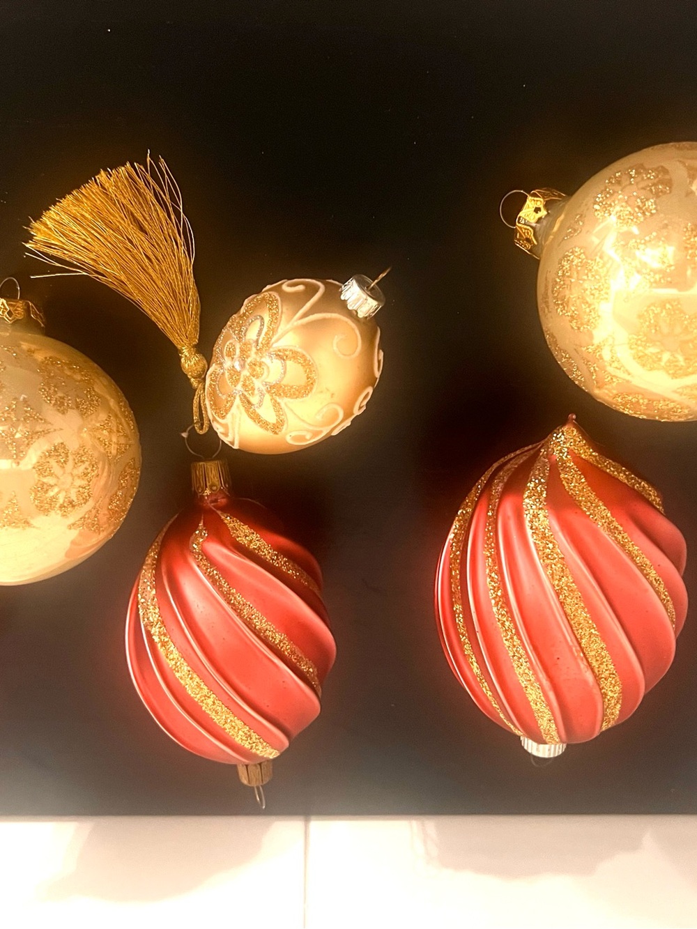 Pink and Gold Holiday Ornaments - Elegant Christmas Tree Decorations